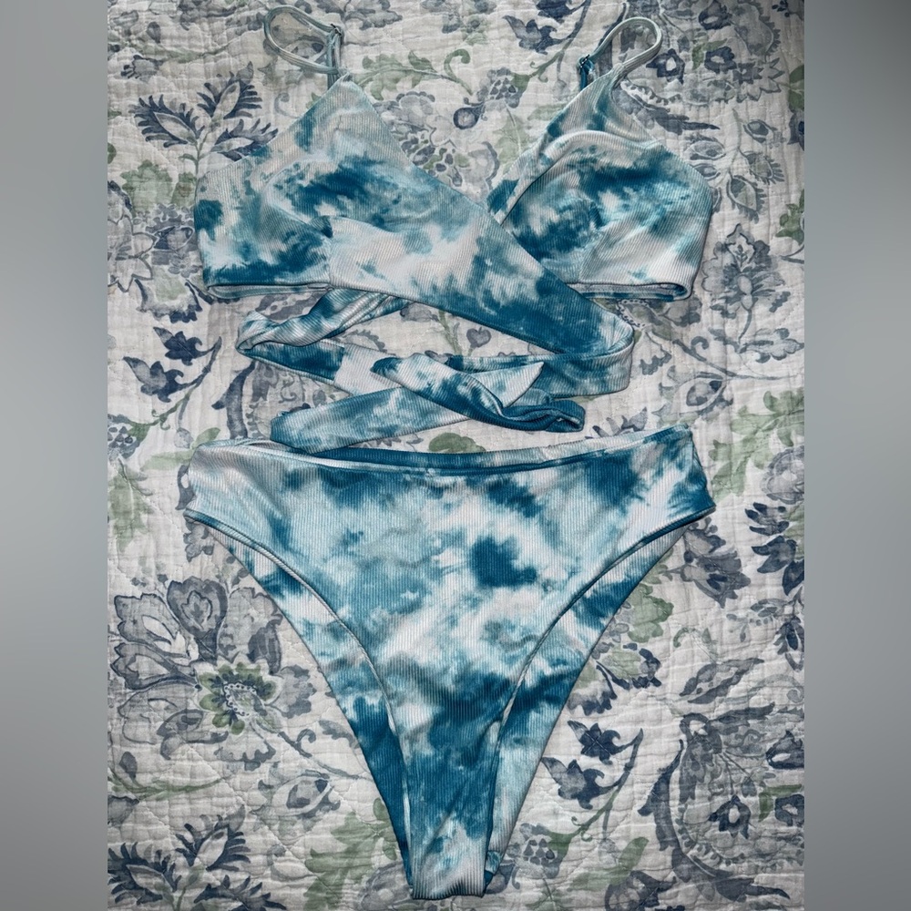 Blue Tie-Dye Bikini Set
